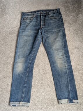 Levi's Vintage Clothing 1966 501 customized selvedge denim. 34x34 Damaged